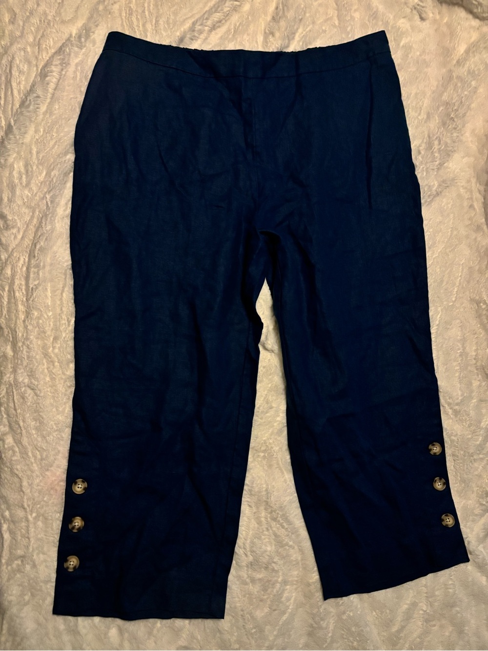 Chico’s Navy Blue Linen Pants Cropped Size 3